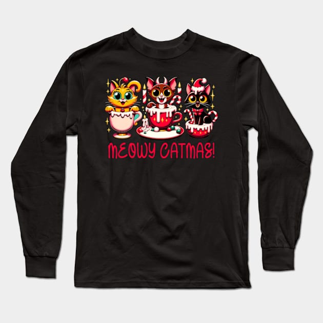 Meowy Catmas Long Sleeve T-Shirt by JanaeLarson